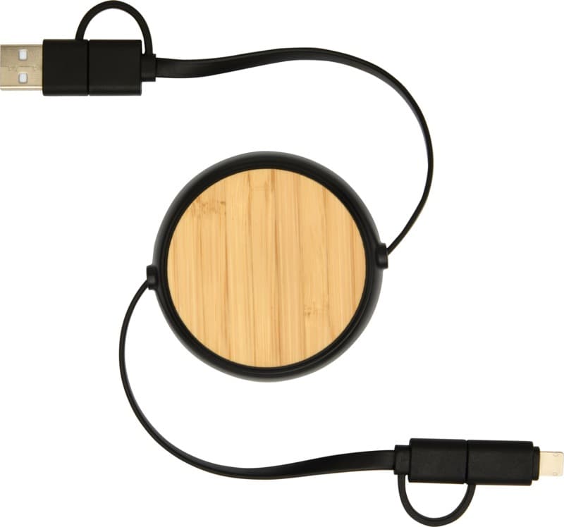 Chechia 5-in-1 recycled plastic 100 cm retractable data sync and 45W fast charge cable 10
