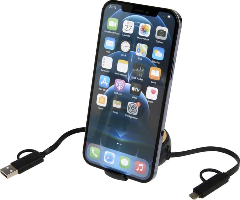 Chechia 5-in-1 recycled plastic 100 cm retractable data sync and 45W fast charge cable 13