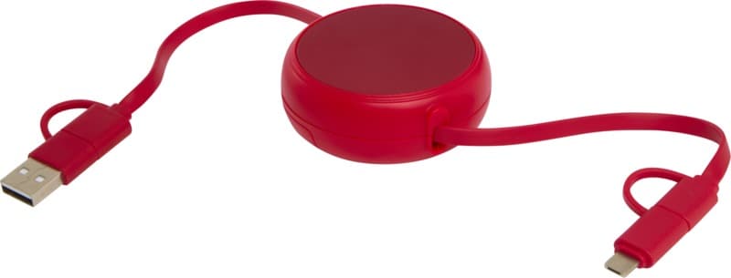 Alasia 5-in-1 100 cm recycled plastic and aluminium retractable data sync and 45W fast charge cable 4