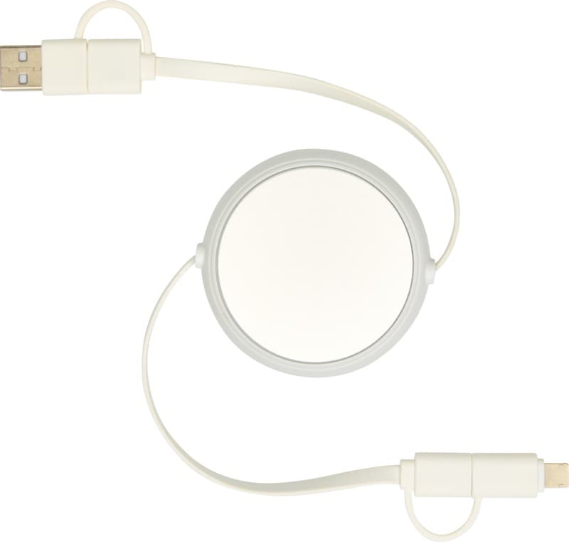 Alasia 5-in-1 100 cm recycled plastic and aluminium retractable data sync and 45W fast charge cable 18