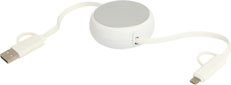 Alasia 5-in-1 100 cm recycled plastic and aluminium retractable data sync and 45W fast charge cable 20