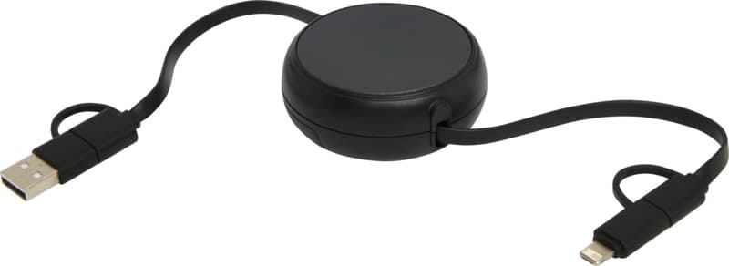 Alasia 5-in-1 100 cm recycled plastic and aluminium retractable data sync and 45W fast charge cable 28