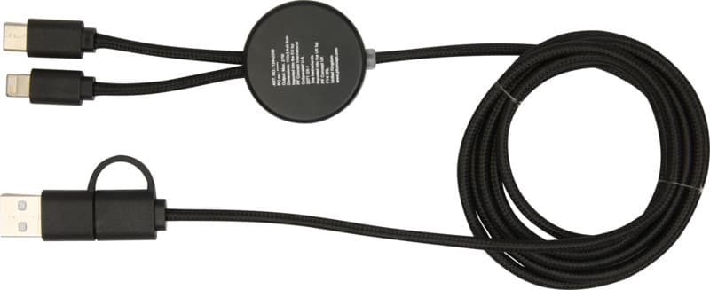 Chechia 5-in-1 recycled plastic 150 cm data sync and 27W fast charge cable with bamboo details 11