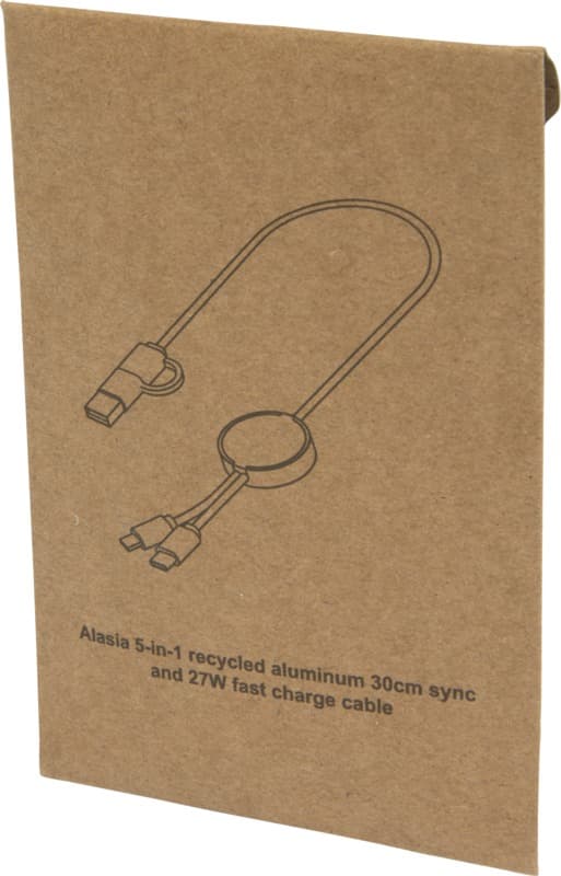 Alasia 5-in-1 recycled aluminium and plastic 30 cm data sync and 27W fast charge cable 7