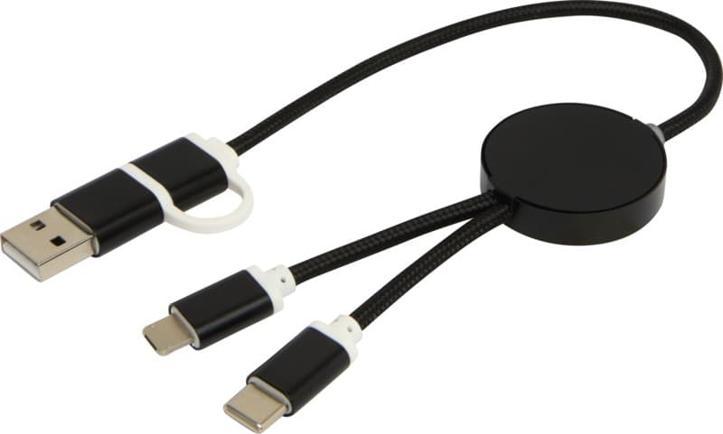 Alasia 5-in-1 recycled aluminium and plastic 30 cm data sync and 27W fast charge cable 28