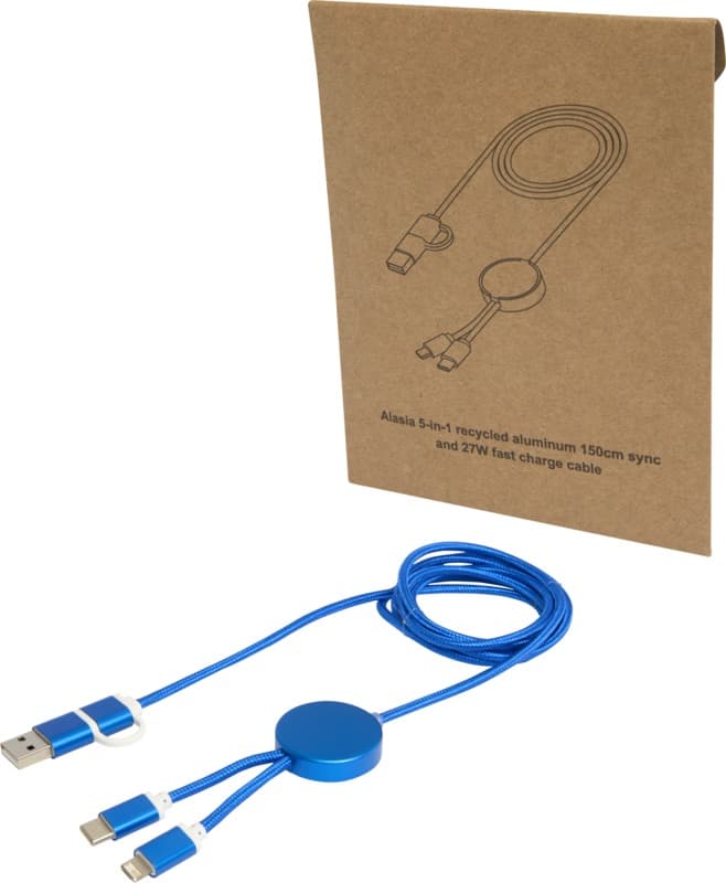 Alasia 5-in-1 recycled aluminium and plastic 150 cm data sync and 27W fast charge cable 9