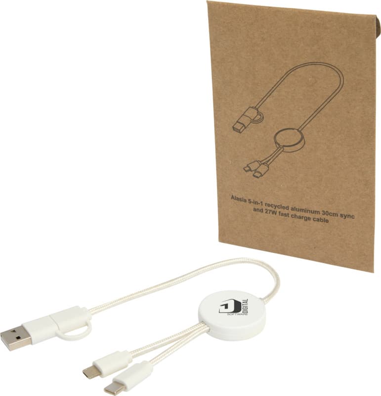 Citala 5-in-1 recycled plastic 30 cm data sync and 27W fast charge cable 8