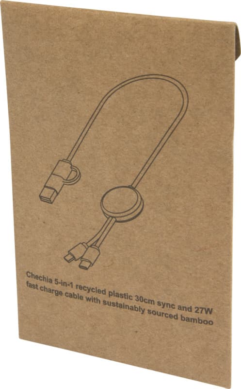 Citala 5-in-1 recycled plastic 30 cm data sync and 27W fast charge cable 23
