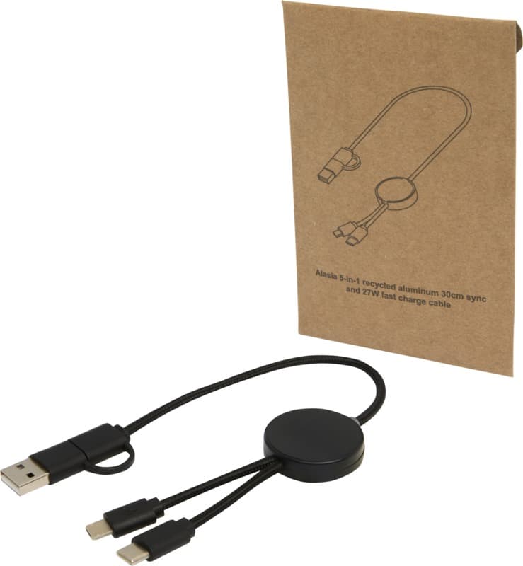Citala 5-in-1 recycled plastic 30 cm data sync and 27W fast charge cable 33