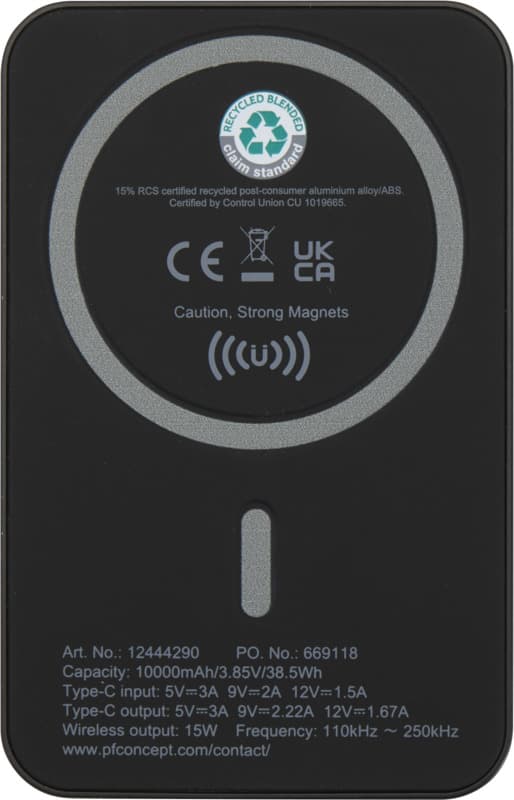 Acrab 10.000 mAh 15W magnetic wireless power bank with 20W PD - made from recycled plastic 11