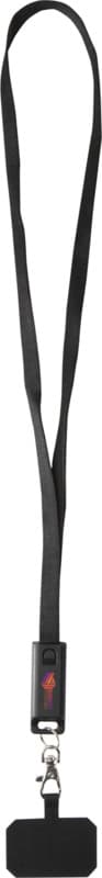Franz recycled plastic smartphone lanyard with built-in data sync and 65W fast charge 5-in-1 cable 12