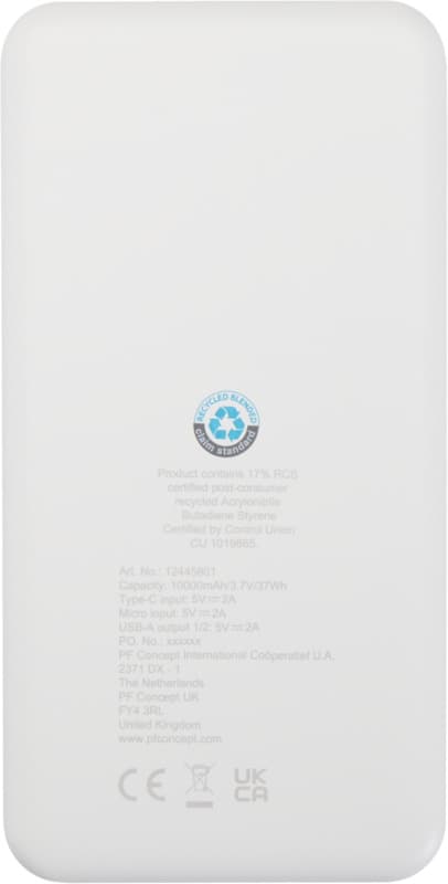 Intan 10.000 mAh 10W recycled plastic power bank 3