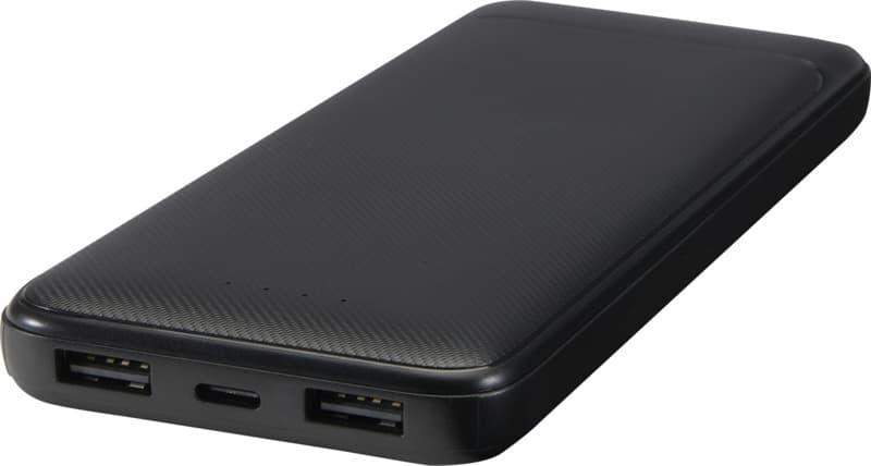 Adhil 10.000 mAh 10W recycled plastic power bank with 2 built-in cables 12