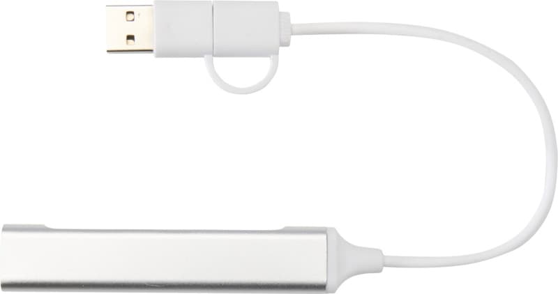 Alkaid 4-port recycled aluminium USB-A and Type-C hub with dual input 2