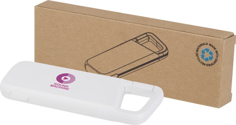 Alkes 5000 mAh 12W recycled plastic water resistant power bank with carabiner 8