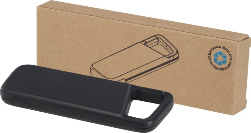 Alkes 5000 mAh 12W recycled plastic water resistant power bank with carabiner 9