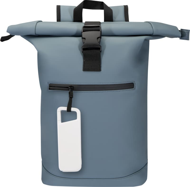 Alkes 5000 mAh 12W recycled plastic water resistant power bank with carabiner 13