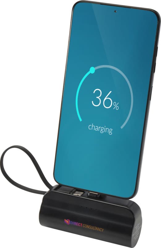 Alnair 5000 mAh 10W recycled plastic Type-C power bank with built-in flip stand and 2-in-1 cable 16