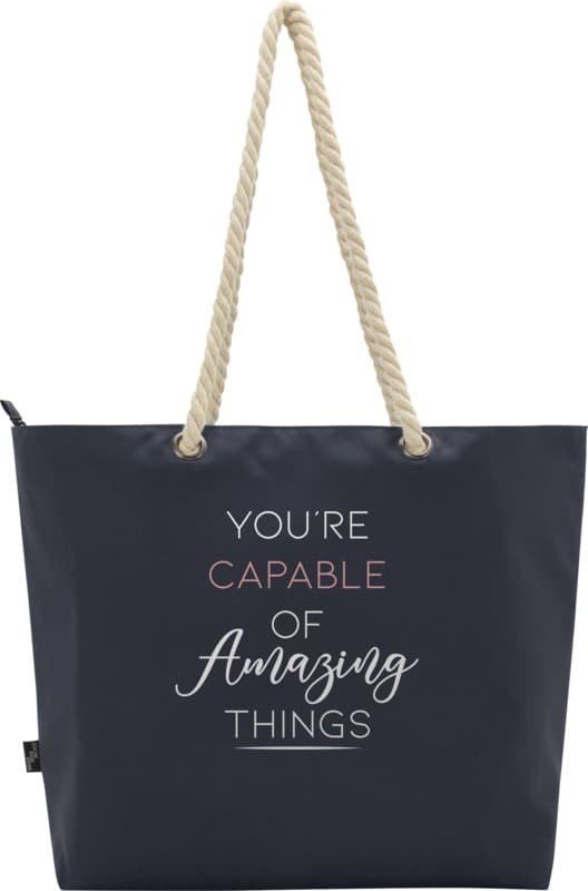 Panama GRS recycled beach cooler tote bag with cord handles 23L 21