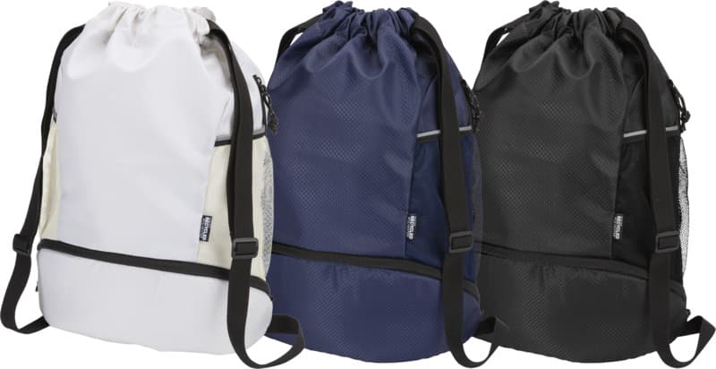 Nomad GRS recycled sports drawstring bag with bottom compartment 18L 6
