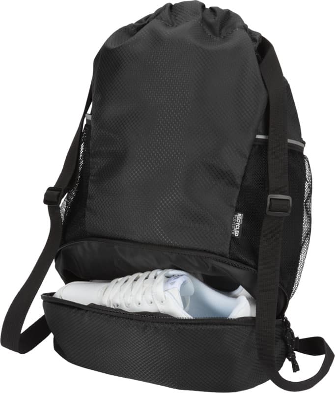 Nomad GRS recycled sports drawstring bag with bottom compartment 18L 18
