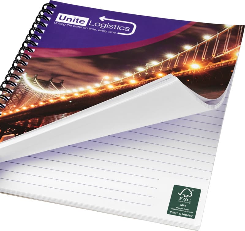Desk-Mate® A4 spiral notebook with printed back cover 10