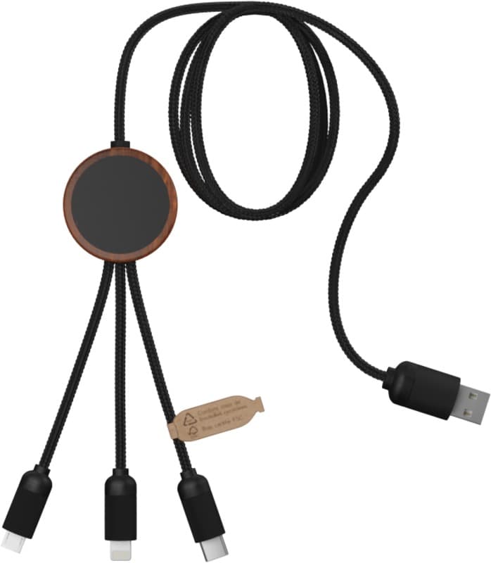 SCX.design C36 3-in-1 rPET light-up logo extended charging cable with round bamboo casing 4