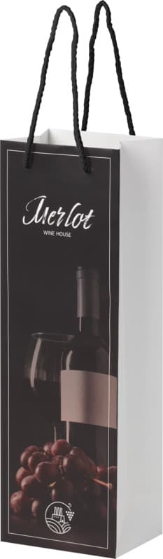 Handmade 170 g/m2 integra paper wine bottle bag with plastic cord handles - 12 x 9 x 37 cm 9