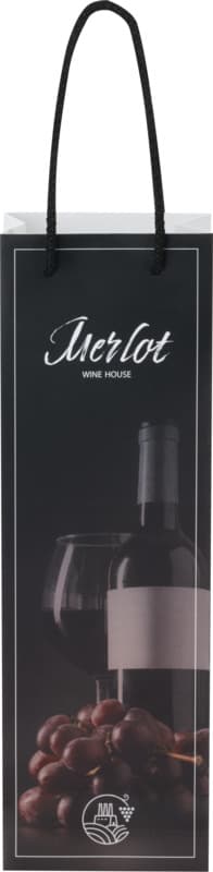 Handmade 170 g/m2 integra paper wine bottle bag with plastic cord handles - 12 x 9 x 37 cm 10
