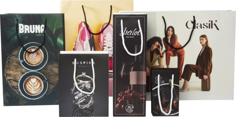 Handmade 170 g/m2 integra paper bag with plastic cord handles - 9.5 x 4 x 17 cm 5