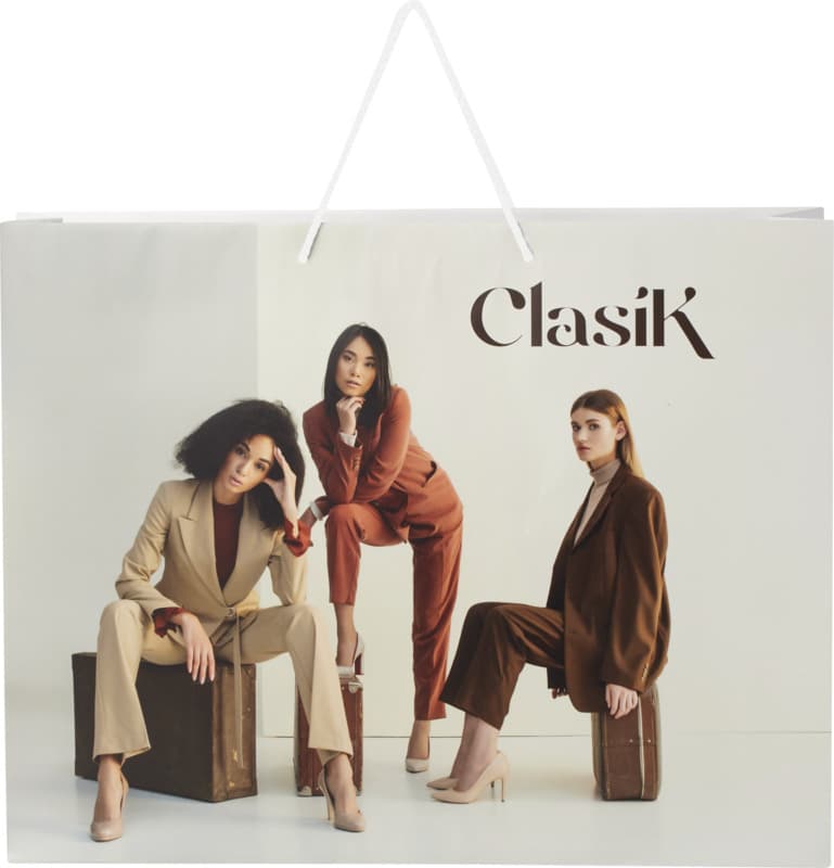 Handmade 170 g/m2 integra paper bag with plastic cord handles - 45 x 10 x 35 cm 2