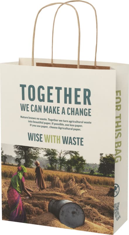 Agricultural waste 150 g/m2 paper bag with twisted handles - 24 x 9 x 32 cm 1