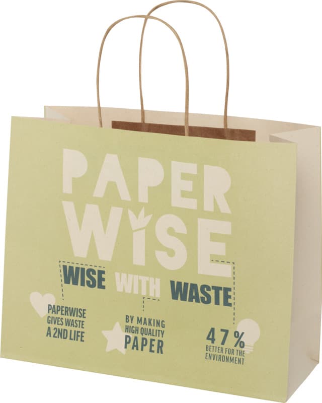 Agricultural waste 150 g/m2 paper bag with twisted handles - 31 x 12 x 25 cm 1