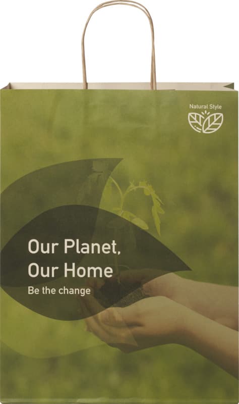 Agricultural waste 150 g/m2 paper bag with twisted handles - 31 x 12 x 41 cm 2