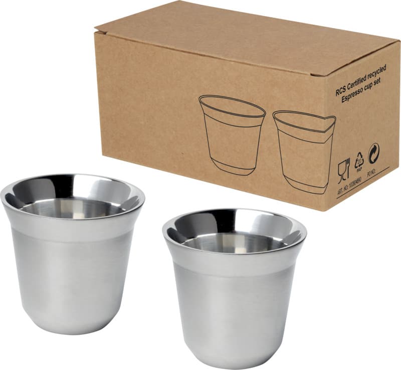 Duo 80 ml RCS certified stainless steel espresso cup set 