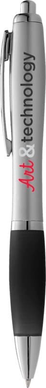 Nash ballpoint pen silver barrel and coloured grip (blue ink) 3