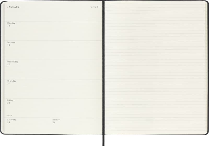 Moleskine hard cover 12 month XL weekly planner 5