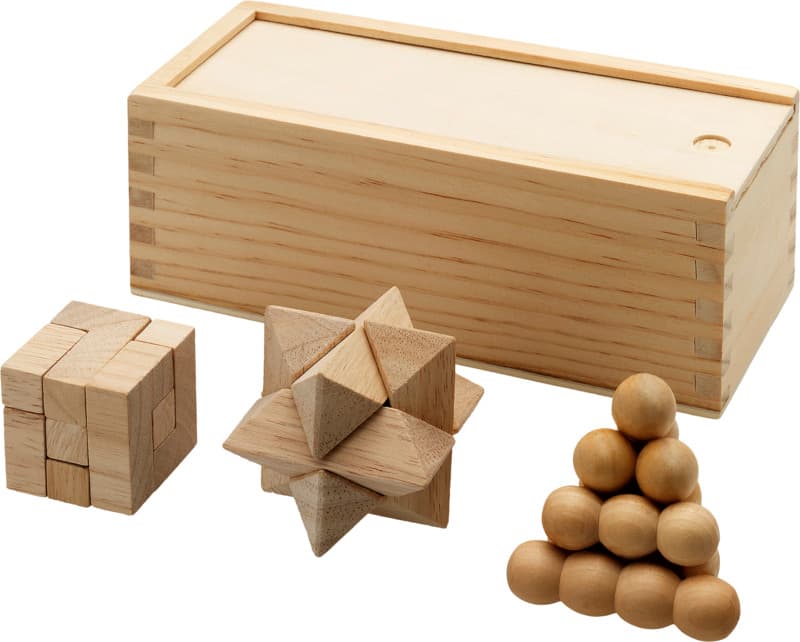 Brainiac 3-piece wooden brain teaser set