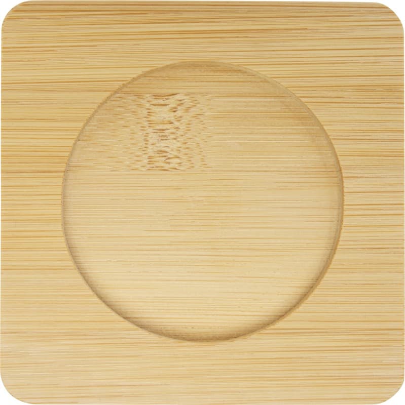 Manti 2-piece 250 ml double-wall glass cup with bamboo coaster  4