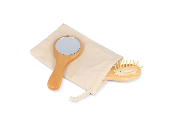 Schima superba wood Brush & Mirror set 2