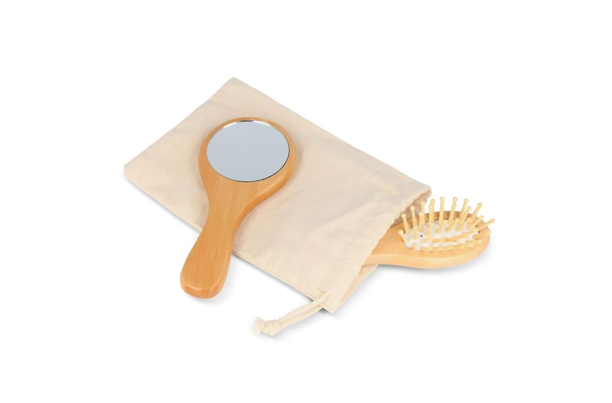 Schima superba wood Brush & Mirror set 3