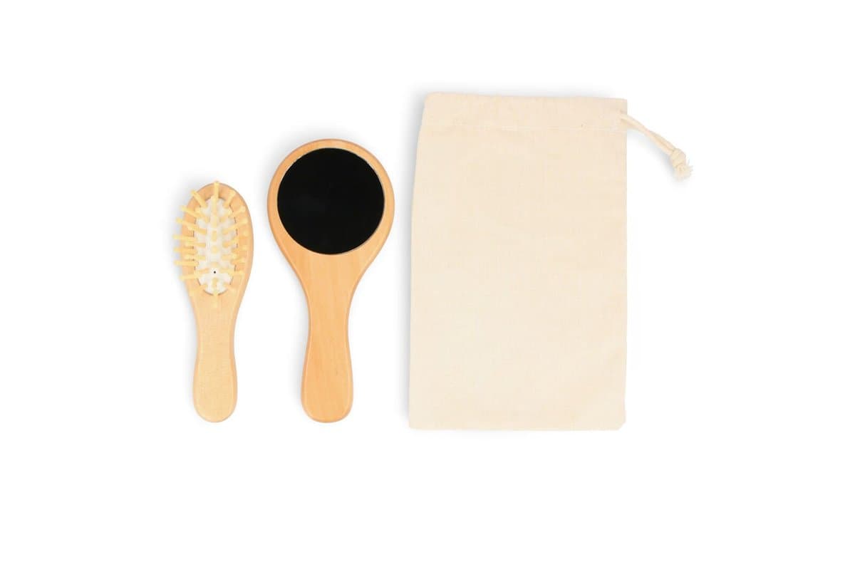 Schima superba wood Brush & Mirror set 4