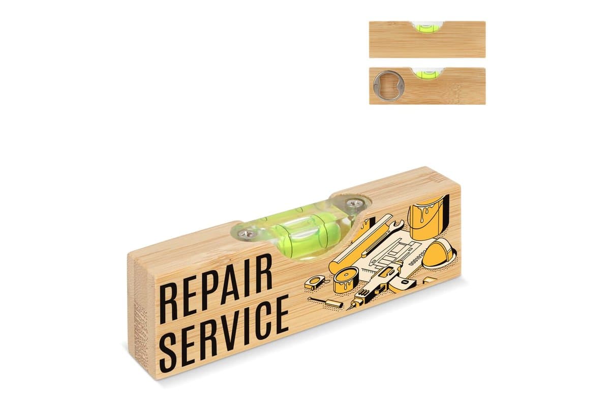 Bottle opener spirit level bamboo