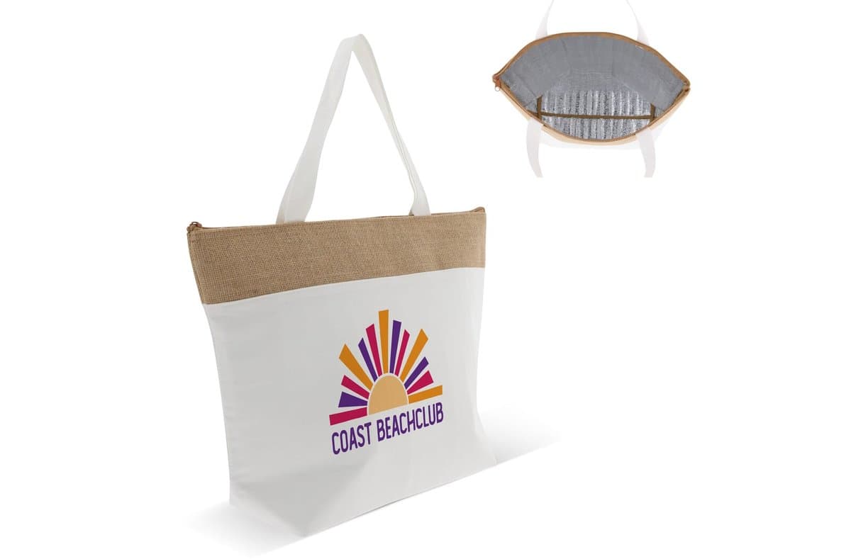 Beach cooler bag cotton/jute 43x33x14 cm