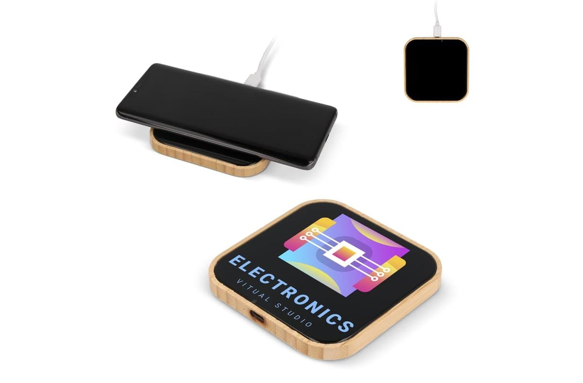 Wireless charger bamboo & glass 10W