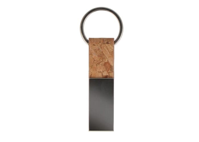 Keyring Cork & Metal rectangular 2