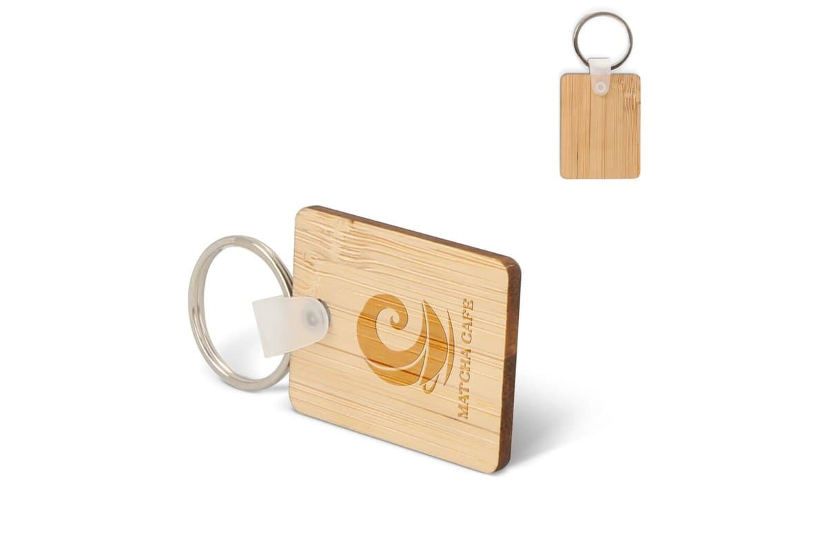 Keyring Bamboo rectangular