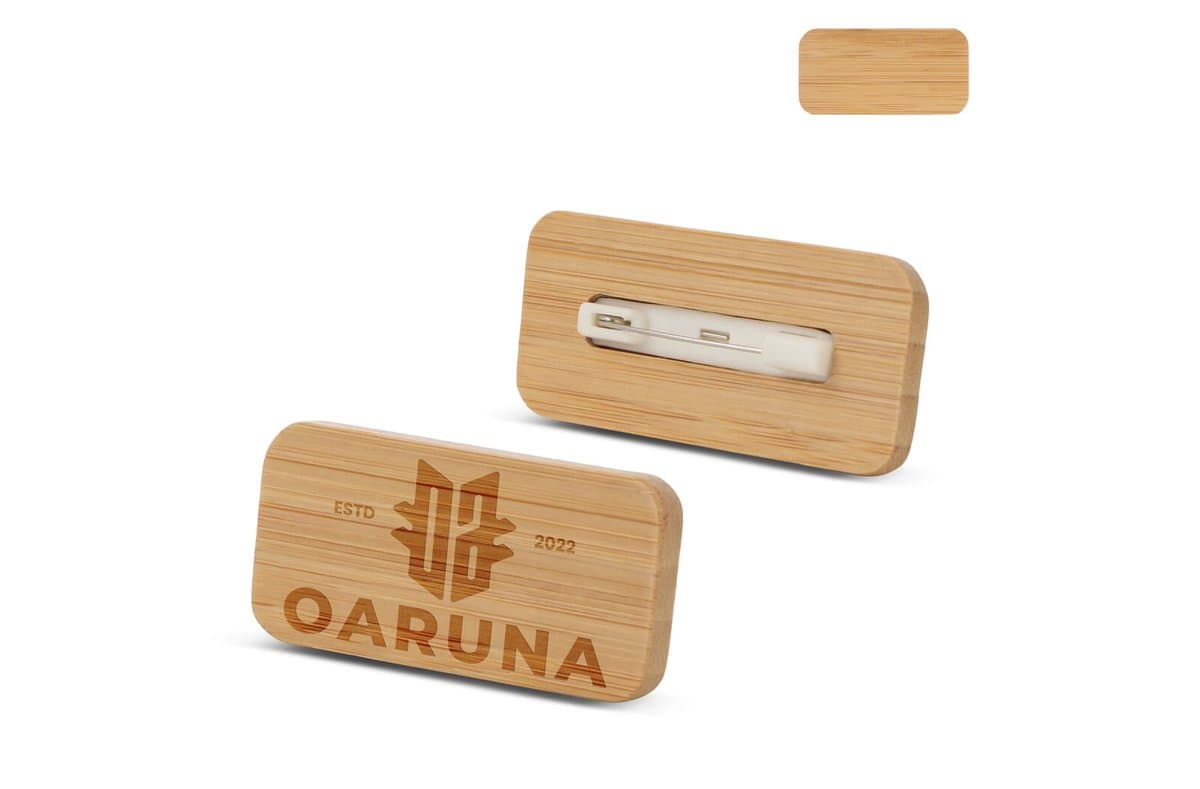 Name badge Bamboo with pin