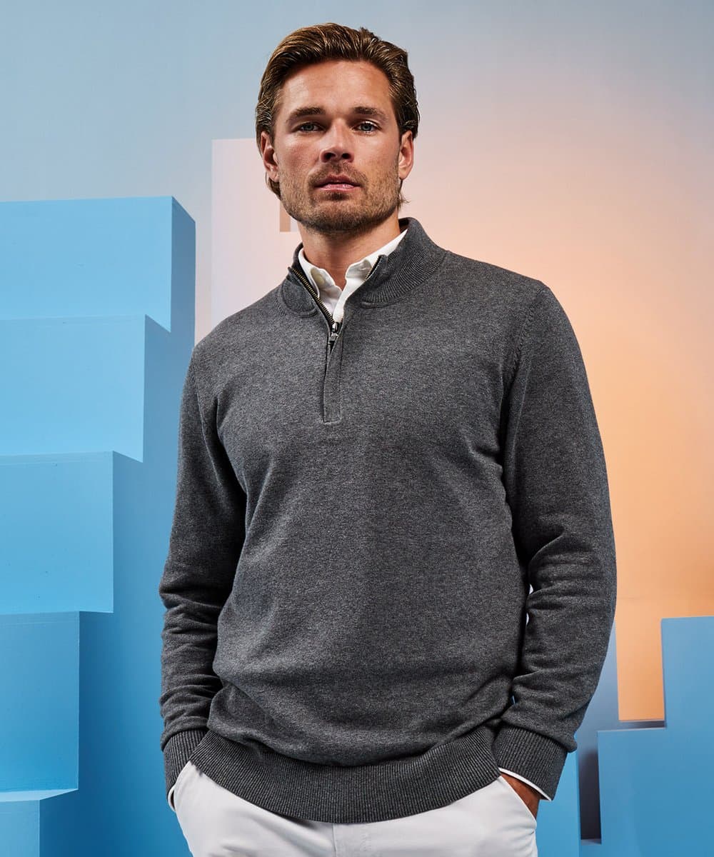 Men's cotton blend ¼ zip sweater 1