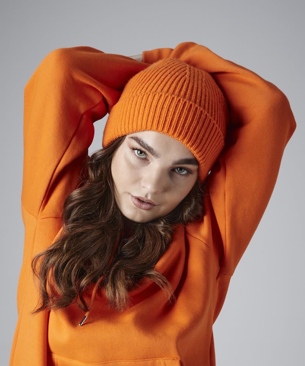 Engineered knit ribbed beanie 1